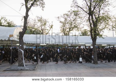BANGKOK THAILAND - NOV 22 : queue up of mourners in sanam luang while the funeral of king Bhumibol Adulyadej in Grand Palace on november 22 2016