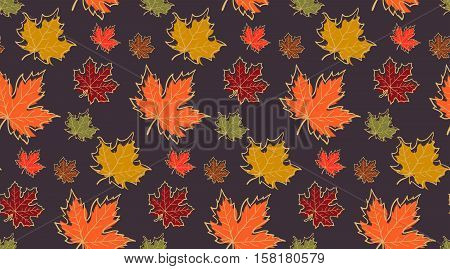 Seamless Pattern With Autumn Maple Leaves