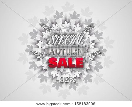 Big Sale Banner With Autumn Leaves