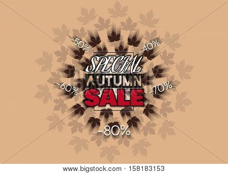 Big Sale Banner With Autumn Leaves