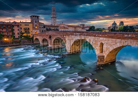 Verona. Image of Verona, Italy during summer sunset.