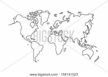Outline of world map on white background