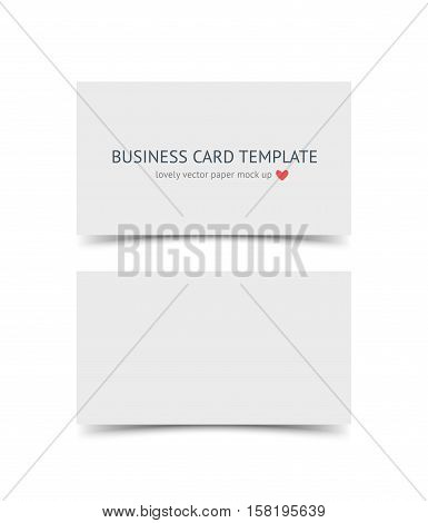 Business card template mock up with shadow isolated on white background. Realestic vector paper cards for portfolio presentation, business identity, web banner
