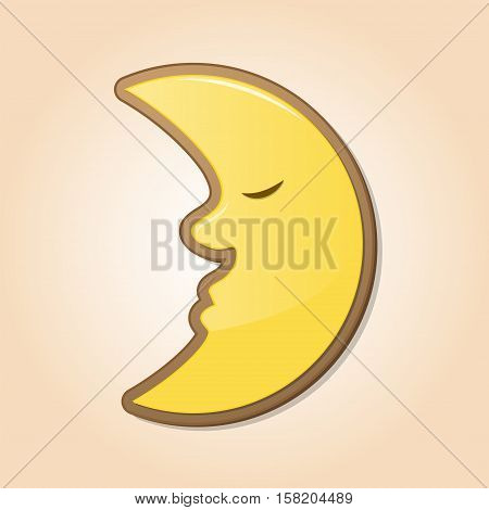 Gingerbread Christmas moon. Gingerbread Cookie isolated on background