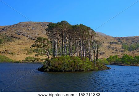 Lake island Loch Eilt Lochaber West Highlands of Scotland near Glenfinnan and Lochailort and west of Fort William