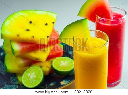 fresh watermelon juice and lemon for healthy diet