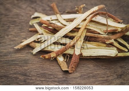 Liquorice root baked used in chinese herbal medicine