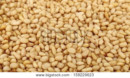 Peeled Pine Nuts Close Up High Angle