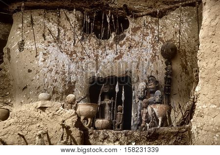 Mali, Africa - Dogon Village And Typical Mud Buildings