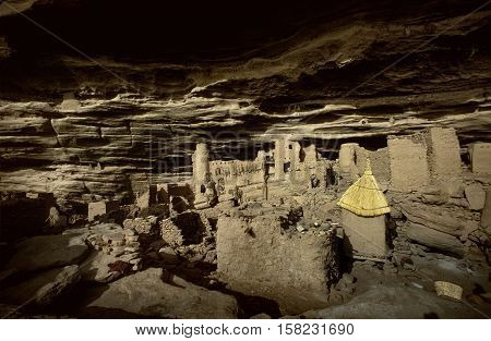 Mali, Africa - Dogon Village And Typical Mud Buildings