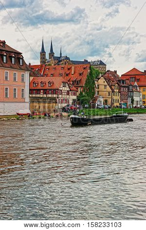 Boat Fishermen Houses And Regnitz River In Little Venice Bamberg