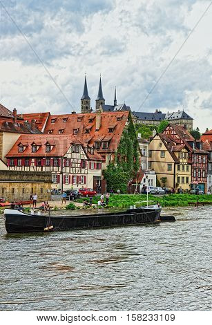 Boat Fishermen Houses And Regnitz River Of Little Venice Bamberg