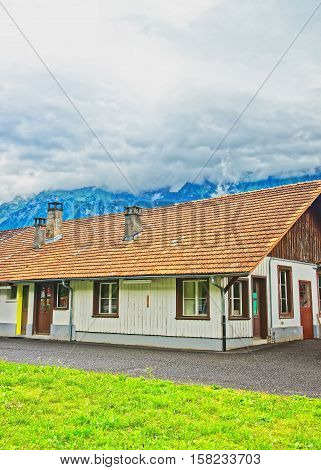 Building In Interlaken Of Bern Canton In Switzerland