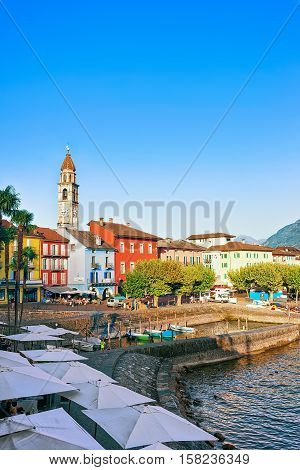 Church And Embankment Of Ascona In Ticino Of Switzerland