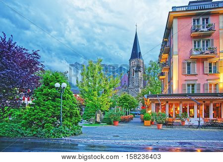 Church In Interlaken In Bern Canton In Switzerland