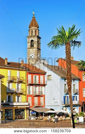 Church Tower And Old Architecture In Ascona Ticino Switzerland