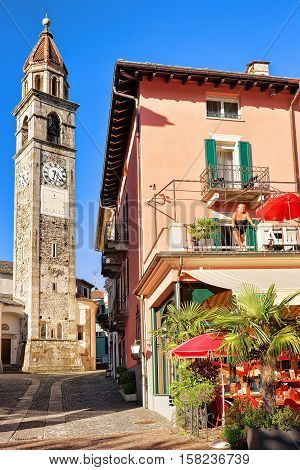 Church Tower In Ascona In Ticino In Switzerland