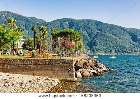 Embankment In Ascona In Ticino In Switzerland