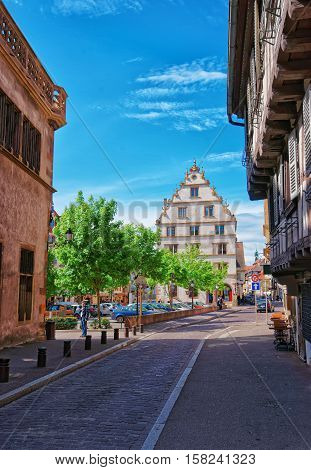 Grand Rue Street In Colmar In Alsace Of France