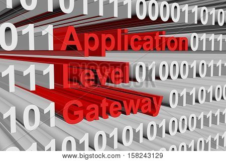 Application level gateway in the form of binary code, 3D illustration
