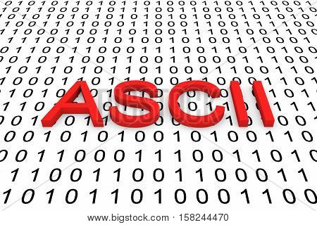 ASCII is presented in the form of binary code 3d illustration