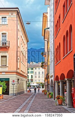 Nassa Street In City Center In Lugano In Ticino Switzerland