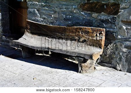 The wood bench in the old village