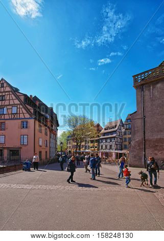 Old City Center In Colmar At Alsace France