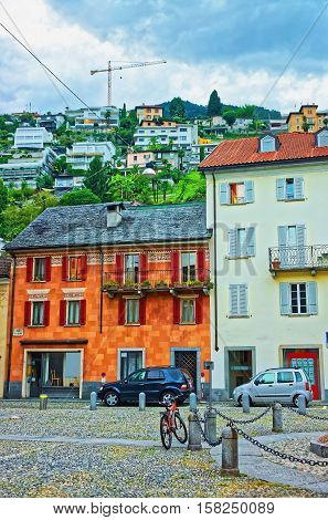 Piazza Saint Antonio In City Center In Locarno Ticino Switzerland