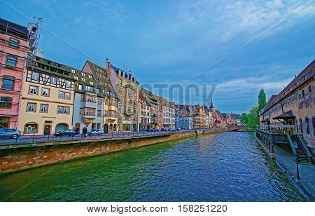 Quay Of Ill River In Strasbourg Of France