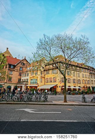 Restaurants At Place Du Corbeau In Strasbourg In France