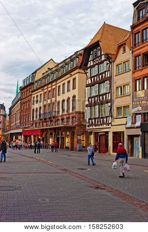 Rue Des Grandes Arcades Street In Strasbourg In France