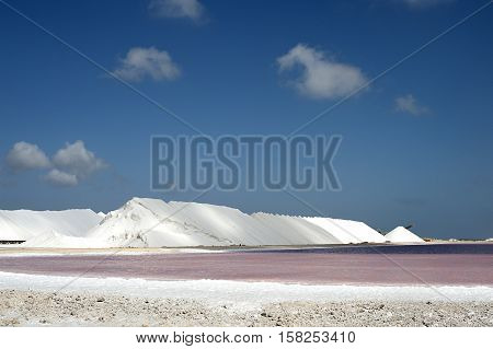 Hills of salt over the salt lake