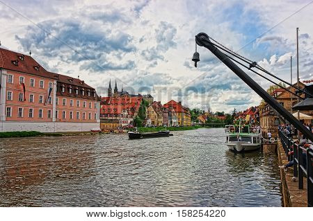 Ship Fishermen Houses And Regnitz River In Little Venice Bamberg