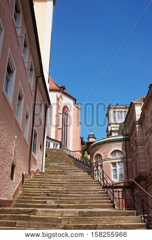 Stairs And Baden Baden Church Stiftskirche In Germany