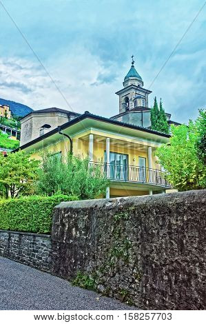 Tower Of San Antonio Church In Locarno Ticino Switzerland