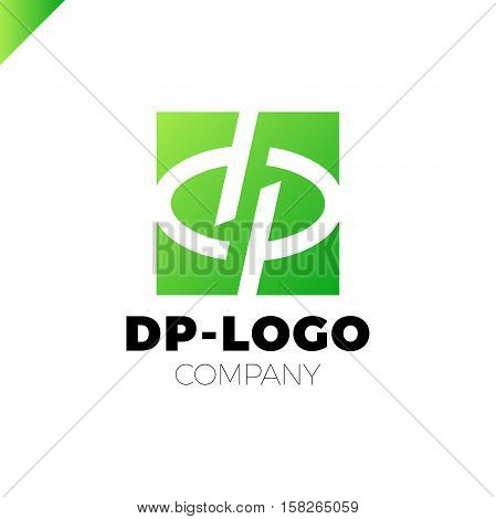 Letter D And Letter P Logo. Pd, Dp Initial Overlapping In Square Letter Logotype