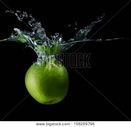 Apple with water splash isolated freshness shine vegetarian