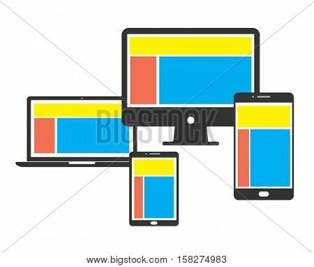 computing concept system connection mobile digital - flat vector stock