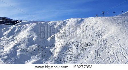 Panoramic View On Off-piste Slope At Sun Morning