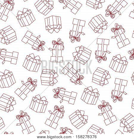 Stock vector seamless pattern with line gift boxes isolated