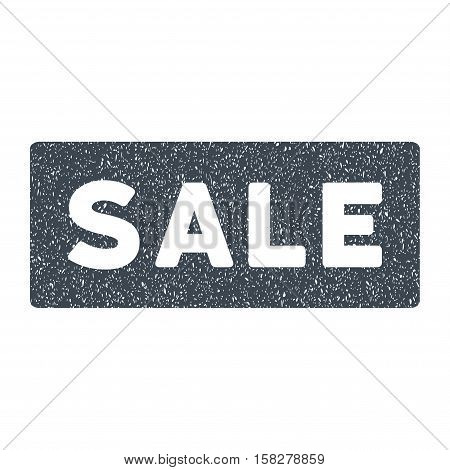 Sale Banner grainy textured icon for overlay watermark stamps. Flat symbol with dirty texture. Dotted vector smooth blue ink rubber seal stamp with grunge design on a white background.
