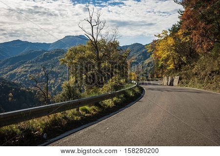 Scenic Mountain Autumn Landscape Near  Village Langadia, Peloponnese, Greece