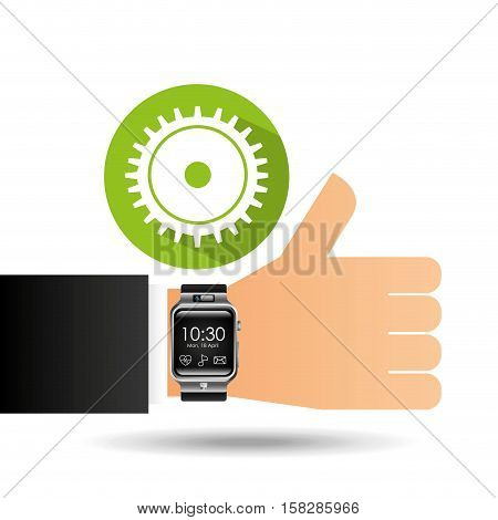 smart watch on hand- progres gear vector illustration eps 10