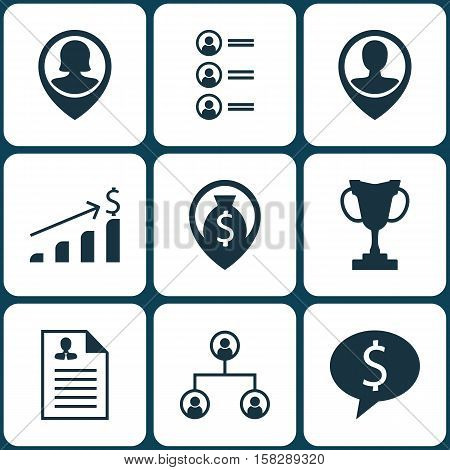 Set Of Human Resources Icons On Employee Location, Pin Employee And Job Applicants Topics. Editable