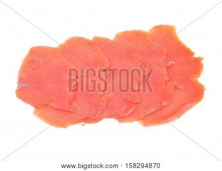 Smoked wild pacific sockeye salmon isolated on white background