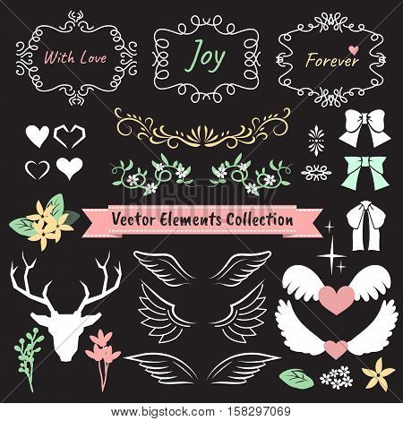 Valentine and Wedding vector elements collection set.
