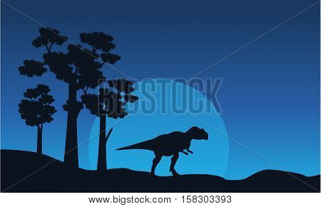 Silhouette of mapusaurus on blue sky landscape vector
