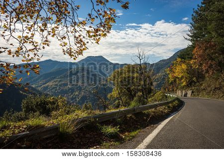 Scenic Mountain Autumn Landscape Near  Village Langadia, Peloponnese, Greece