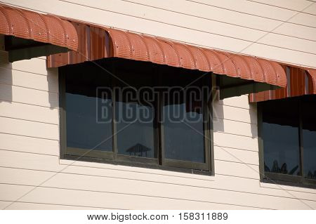 close up rainproof awning of slide window